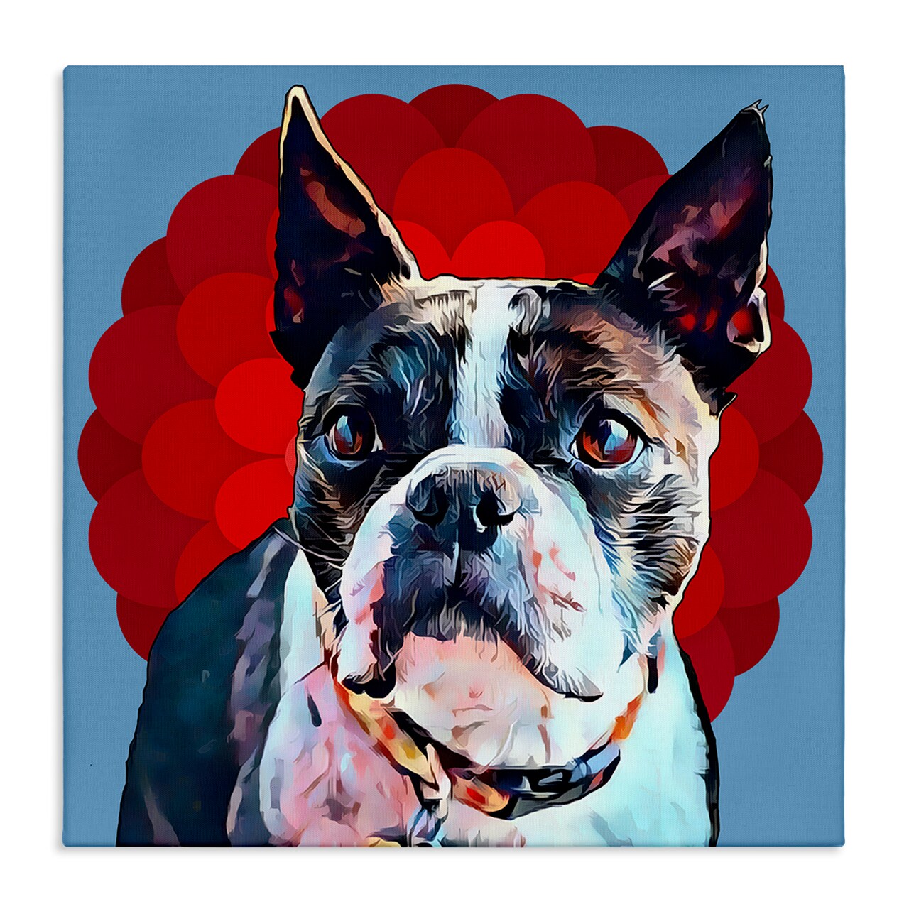 Stupell Industries Boston Terrier Dog over Geometric Canvas Wall Art